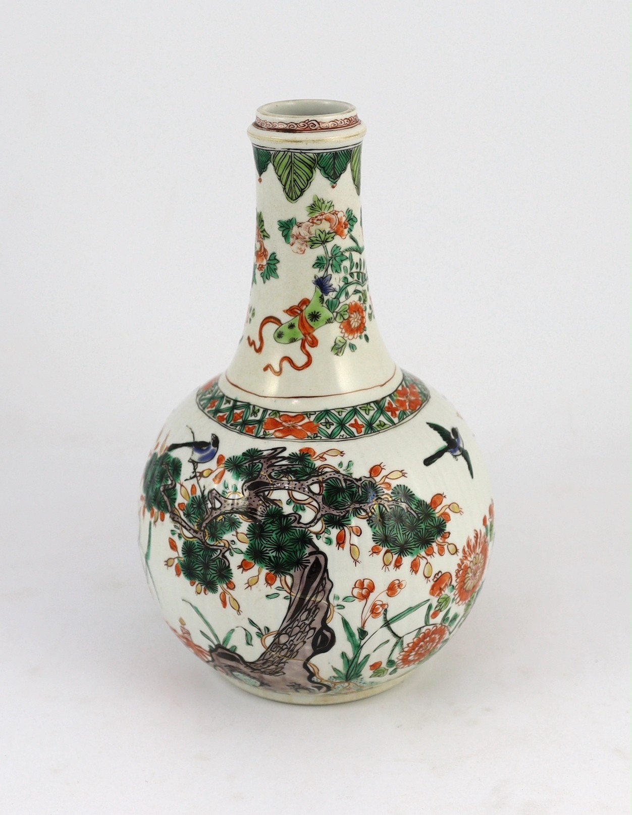 A Chinese famille verte bottle water bottle, Kangxi period, 24.5cm high